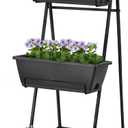 3 Tier Vertical Garden Planter Small Raised Garden Bed Freestanding Plastic Raised Planter Boxes Herb Planter Stand with Removable Tray for Indoor Outdoor Herbs Flowers Vegetables Plants Grey (Gray)