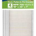 Filtrete 18x36x1 AC Furnace Air Filter, MERV 8, MPR 700, Tough on Pollen, Easy on Airflow, 3-Month Pleated 1-Inch Electrostatic Air Cleaning Filter, 4-Pack (Actual Size 17.81 x 35.81 x 0.65 in)