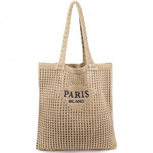 Ayieyill Crochet Tote Bag For Women, Crochet Mesh Beach Tote Bag Summer Vacation Aesthetic Boho Knit Bag for Women