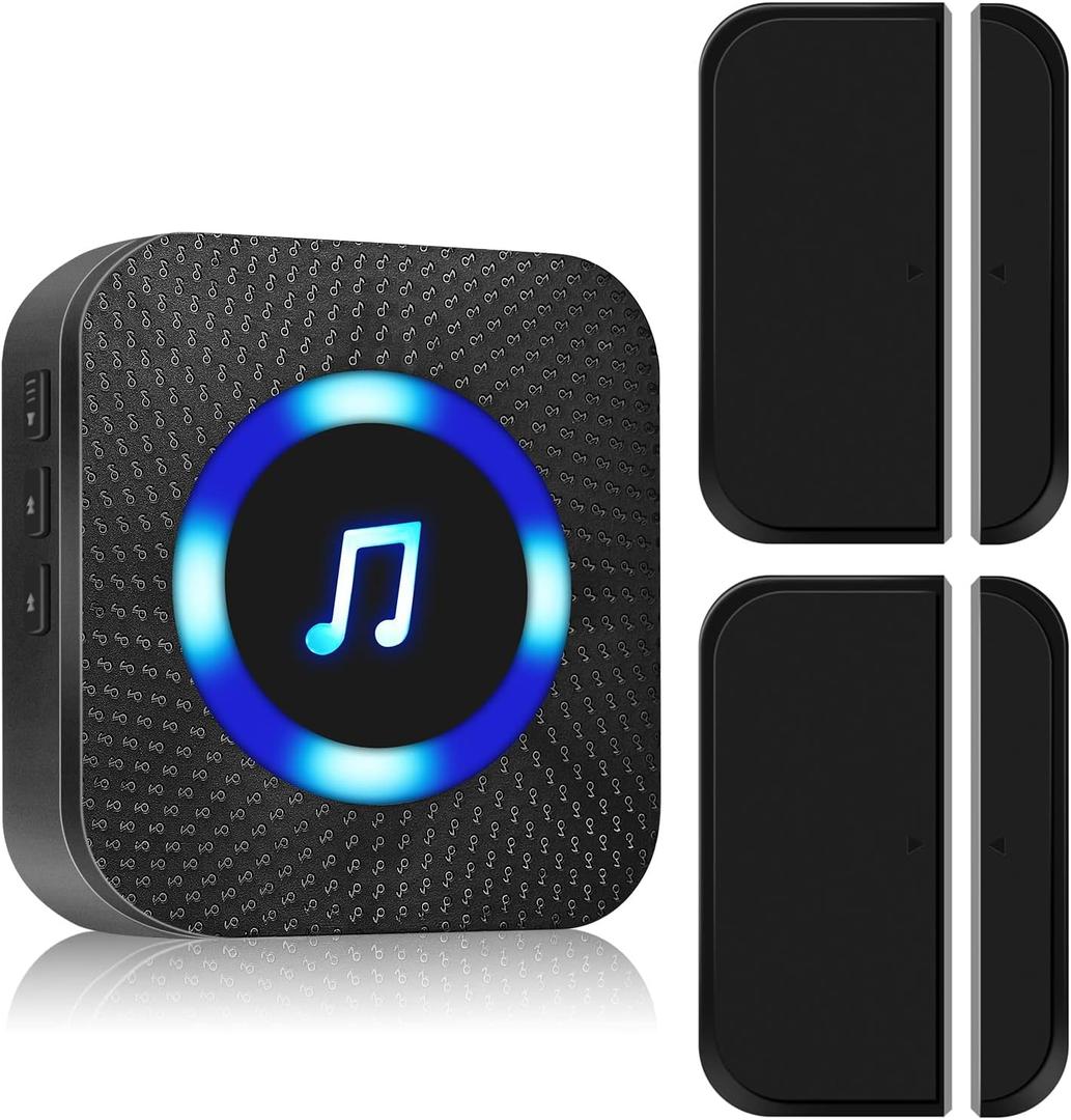 Battery Operated Door Chime Receiver, Wireless Door Sensor, Door Alarm for Home Security/ Kids Safety/Business When Entering