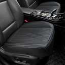 Sanwom 2 Pack Leather Front Car Seat Cover, Anti-Slip and Full Wrap Driver Car Seat Protectors with Storage Pocket, Luxury Waterproof Bottom Auto Seat Cushion Pad Mat for Most Vehicles (Black)