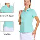 M MAELREG Womens Golf Shirt Short Sleeve 5 Buttons Quick Dry Casual Solid Moisture Wicking Tennis Polo Shirts for Women (L), Blue Light 