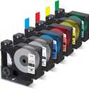 Anycolor 6-Pack Replace for Dymo D1 Label Tape 1/2" dymo Label Maker Refills D1 45013 45010 45016 45017 45018 45019 for LabelManager 160 280 PnP 360D 210D 420P COLORPOP Labeler, 12mm x 7m (Black on White/Clear/Red/Yellow/Blue/Green)