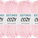 Estako Cozy Thick & Quick Yarn (4 Skeins Pack) 20% Wool 80% Acrylic Soft Super Bulky Weight #6 Knitting and Crocheting Yarn (4 x 3.52 Oz) / (4 x 65 Yrds) (53029-Baby Pink)