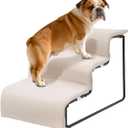 3-Step Pet Stairs with Soft Cushions for Small & Medium Pets Easy Climbing to Bed, Chair, Sofa, Windowsill Sturdy & Safe Design (Pet Stairs Only)