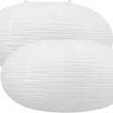 White Oblate Paper Lantern, 16.54in(420mm) Hanging Paper Lanterns Lamp, Chinese Paper Pendant Lamp shade, for Party Decoration, Home Decor Ceiling Lampshade(2 PCS)