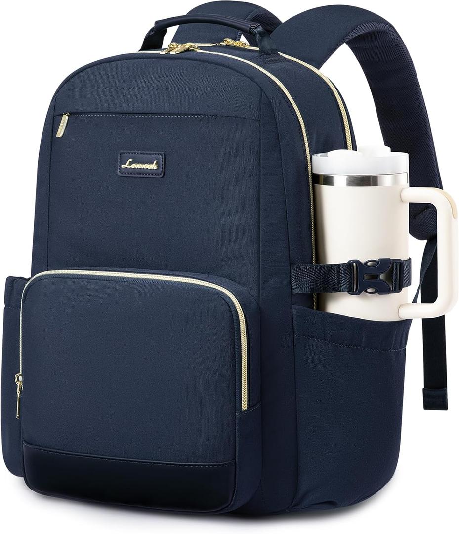 LOVEVOOK Laptop Backpack for Women with Pouch Pocket for Large Capacity Cup,17 Inch Laptop Computer Bag Travel Backpack Purse,Waterproof Work Business Backpack College Teacher Bags,Dark Blue