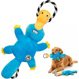 WUGO Plush Dog Toys with Rope Duck Dog Toys for Large Dogs and Puppie Interactive Tug of War Dog Toy