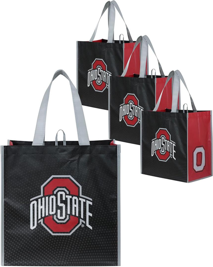 FOCO NCAA Team Logo Reusable Grocery Shopping Bags Totes (4-Pack)