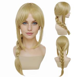 GNIMEGIL Applejack Wig Cosplay Cowgirls Wigs for Women 25 inch Long Blonde Wig with Bangs and Ponytails Halloween Pony Costume Party Anime Cosplay Astrid Wigs Christmas Outfit Synthetic Dressing Up