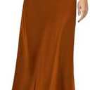 Amy Babe Women's Satin Silky High Waist Maxi Skirt Elegant Elastic Waistband A Line Long Skirts S