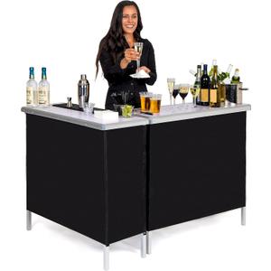 GoBar Portable Double Bar Table Set - Mobile Bartender Station for Events - Includes Carrying Case - Standard or LED