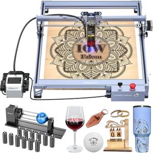 Creality 10W Laser Engraver, Falcon Pro with 3-in-1 Laser for Wood Engraving, 72000mW Efficient Laser Engraving Machine Fit, for Wood, Metal, Paper, Acrylic, Leather, Glass Tumbler Ring, 17" x 16"