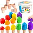 NEOROD Ice Cream Counting Toys for Toddlers 3-5  Montessori Preschool Learning Set with 42 Scoops & 6 Cones | Color Sorting & Fine Motor Skills Stacker | Educational Math Game & Sensory Toys for Kids