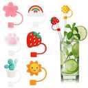 MANNA 9Pcs Straw Tip Insert Silicone Straw Tips Cover Reusable Drinking s Lids Cute Plugs for s Mixed Cap