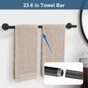 5 Pieces Matte Black Bathroom Hardware Accessories Set, Bathroom 23.6 Inch Towel Bar Set Stainless Steel Toilet Paper Holder Round Towel Racks for Bathroom Wall Mounted