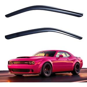 Window Visors Rain Guards fits 2008-2023 Dodge Challenger, Out-Channel Side Window Wind Deflectors Vent Shades Accessories, Dark Smoke 2 Pcs