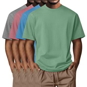 Neer 4 Pack Men's Big and Tall Shirts Summer Cotton Short Sleeve Tee Crew Neck Casual Top Oversize Basic T Shirts XXL