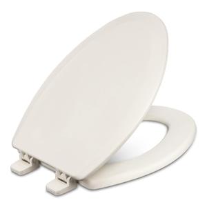 Centoco Elongated Toilet Seat, Heavy-Duty Wood Core with Plastic Scratch-Resistant Finish, Residential, Made in the USA, 900-416, Biscuit