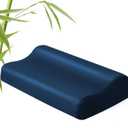 Contour Pillowcase- Rayon Derived from Bamboo Cooling Pillow Case Cover for Contour Cervical Neck Pillow- Breathable Silky Soft Pillowcase for Hot Sleepers,24 x14 x5/3.7 Inches 1 Piece Navy Blue