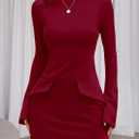PRETTYGARDEN Womens Fall Long Sleeve Mini Dress 2025 Trendy Boat Neck Bodycon Knit Elegant Short Party Formal Dresses (Red, XL)