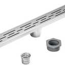 24 Inch Rectangular Linear Shower Drain Set with Brick Pattern Grate, 304 Stainless Steel Bathroom Floor Drain with Hair Catcher, Shower Floor Drain Includes Adjustable Leveling Feet