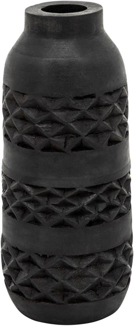 Wood 12" Stained Vase, Black