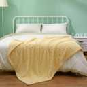 Excervent Flannel Fleece Throw Blanket (50x70 inches), Hexagon Jacquard Decorative Fuzzy Blankets for Household, Camping, and Travel, Super Soft Cozy, Suitable for All Seasons, Light Yellow