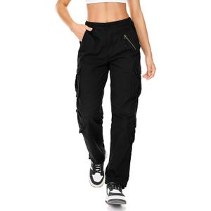 Womens Cargo Army Combat Work Pants with 8 Pockets Casual Cotton Ripstop Construction Pants (12, Black)