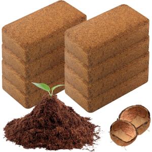 Coco Coir Brick for Plants-8 Pack Premium Coconut Bricks, 100% Organic Peat Moss, Fiber Coconut Husk for Planting, Gardening, Potting Soil Substrate