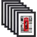 VMUZEDER 11x14 Picture Frame Rustic Black Wood Set of 6,Display Pictures 8x10 with Mat or 11x14 Without Mat,Multi Photo Frames Collage for Wall