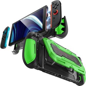 Mumba Dockable for Nintendo Switch 2 Case with Flip Stand, [Titan] Ergonomic Switch 2 Grip Protective Cover Holds 5 Game Cards & 2 TF Cards TPU Accessories and Quick-Release Joy-Con Design (Green)