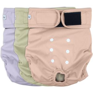 Washable Female Dog Diapers - Premium Reusable Diapers for Doggie in Heat - Highly Absorbent Dog Diapers Female for Pet Incontinence with Adjustable Snaps Pink, L (Large15"-17Waist, Morandi-2)