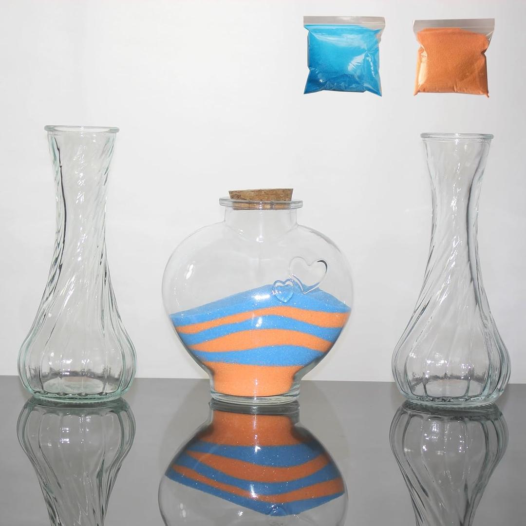 Baidekj Sand Ceremony Kit for Wedding - Unity Wedding Sand Ceremony Set Symbolizing Union of Hopes, Dreams, and Values - Heart & Spiral Shape - Multi-use(Cyan and Orange Sand Included)