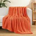 Exclusivo Mezcla Soft Fleece Throw Blanket for Couch, Super Soft Velvet Plush Fleece Blankets, Fuzzy Cozy and Warm for Winter, 50x60 Inches, Burnt Orange 2 Pack