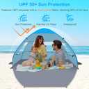 Gorich Easy Pop Up Beach Tent for 3-4 Person, UPF 50+ UV Protection Beach Umbrella Sun Shelter, Portable Lightweight Shade with Easy Foldable & Instant Setup, 78.7"l X 53.1"w X 51.2"h