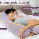 QUEEN ROSE Cooling Pregnancy Pillows, U Shaped Full Body Maternity Pillow for Pregnant Support, Rayon Derived from Bamboo, Buttery Soft, Super Breathable for Hot Sleeper, Purple (55in, Cooling Viscose - Lilac)
