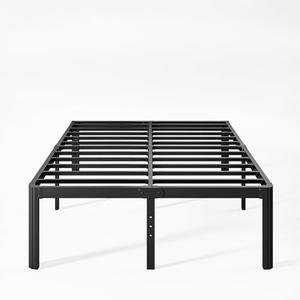 KERAMIK 18 Inch High Full Size Bed Frame No Box Spring Needed, Full Bed Frame Metal with Round Edge, Easy Assembly, Heavy Duty, Black