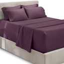 Hearth & Harbor Luxury Soft 6 Piece Bed Sheet Set Extra Deep Pocket Fitted Sheets Fits Mattress up to 21", Double Brushed Bedding, King, Eggplant