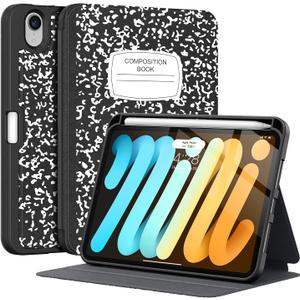 Supveco Case for iPad Mini 7 (A17 Pro) 2024/iPad Mini 6 2021 8.3 Inch with Pencil Holder-[Auto Wake/Sleep],Slim Protective Case with Soft TPU Back Cover for iPad Mini 7th/6th Generation(Book)