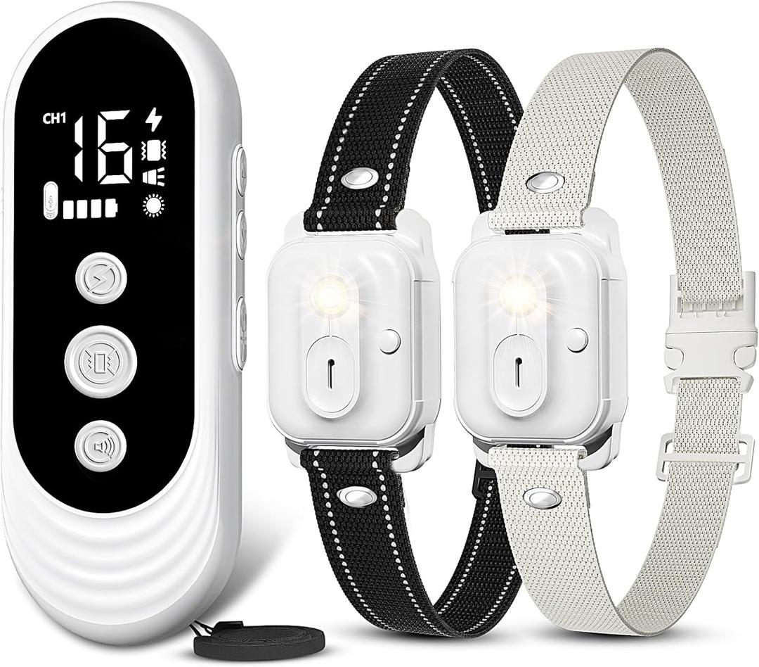 Dog Shock Collar 2 Dogs, 3300ft Dog Training Collar with Remote, IPX7 Waterproof Rechargeable Sleek Modern for All Dogs with Beep, Vibration, Safety Shock, Light Mode, 8-120 lbs NF