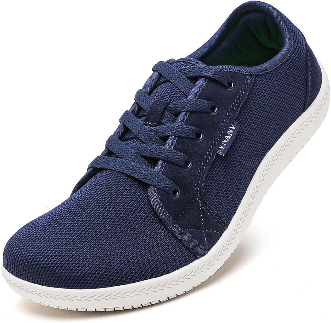 VNANV Men's Barefoot Shoes Wide Toe Box | Minimalist Zero Drop Sneakers for Walking & Gym | Breathable Mesh Cross Training Footwear | Lightweight Natural Feel for Balance & Posture (A-Blue/White,16.5)