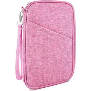 Passport Holder Family, Women Rfid Blocking Passport Wallet, Travel Essentials Premium Wallets, Waterproof Passport Holders Bag for Men Traveling, Travel Document Organizer Credit Cards Case (Family - Vibrant Pink)