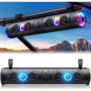 27 Inch UTV Sound Bar, Stereo Sound System Bluetooth ATV SoundBar with Multicolor Chasing Light, Waterproof Golf Cart Sound Bar Compatible with Polaris RZR Can-Am SXS Marine