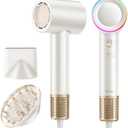 High-Speed Hair Dryer, 160,000 RPM Brushless Motor for Ultra-Fast Drying, 500M Ionic Negative for Frizz Reduce, Low Noise Thermo-Control Blow Dryer with Diffuser for Curly Hair Women and Men,White