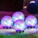 Tuanse 4 Pcs Solar Lights Decorative, Cracked Glass Ball Solar Globe Lights, LED Colored Garden Globes Outdoor for Yard Waterproof Back Yard Landscaping Flower Bed Patio Lawn (Multicolor,4.7 in)