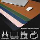 Double-Sided Leather PU Large Mouse pad, Computer Desk pad Non-Slip, Waterproof, Easy to Clean, Suitable for Office and Home Office Writing (Navy Blue and Yellow, 31.515.7 Inches)