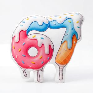 Yinkin 67 Plush Decor 14 Inch 6 7 Me Me Themed Ice Cream Drip Plush Pillow Gift Pillow Six Seven Style for Six Seven Birthday Party Sofa Bedroom Decoration