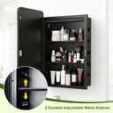 LED Medicine Cabinet Mirror for Bathroom 18x26 Inch, Recessed Medicine Cabinets with Lights, Anti-Fog Bathroom Mirror with Storage, Black Metal Frame, Adjustable Shelves, 3 Color Dimming