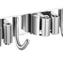 Mop and Broom Hanger Wall Mount, stainless steel Broom Hook Organizer Wall Mounted, Heavy Duty Mop Holder Storage Rack - 3 Racks 4 Hooks for hanging brooms and mops